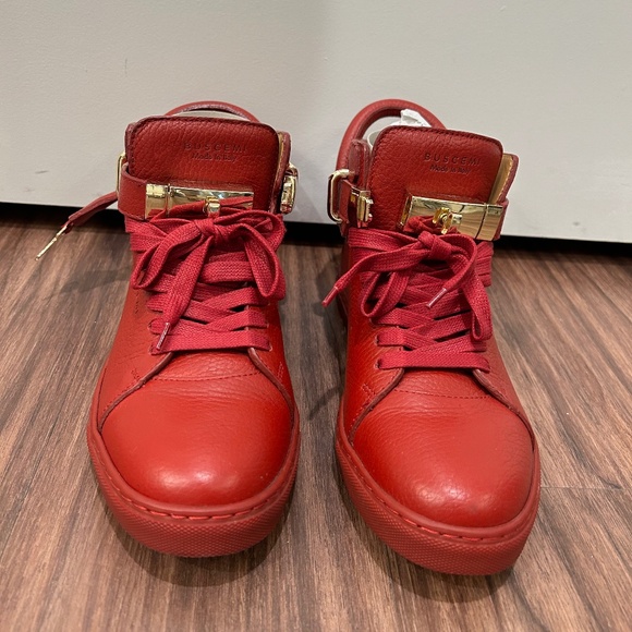 Buscemi Womens Alce Red 100MM Leather Sneakers size 37 (US 7) - Picture 2 of 12